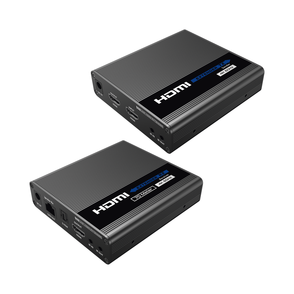 Kit Extensor HDMI hasta 700 metros con Conexión en Cascada / 4K @ 60 Hz/ Cat 6, 6a y 7 / IPCOLOR / CERO LATENCIA / SIN COMPRIMIR / HDR10 / Salida Loop / IR bidireccional / Puerto S/PDIF / Soporta ARC / Soporta 10 TT-676-Rx.