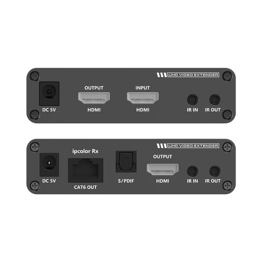 Kit Extensor HDMI hasta 700 metros con Conexión en Cascada / 4K @ 60 Hz/ Cat 6, 6a y 7 / IPCOLOR / CERO LATENCIA / SIN COMPRIMIR / HDR10 / Salida Loop / IR bidireccional / Puerto S/PDIF / Soporta ARC / Soporta 10 TT-676-Rx.