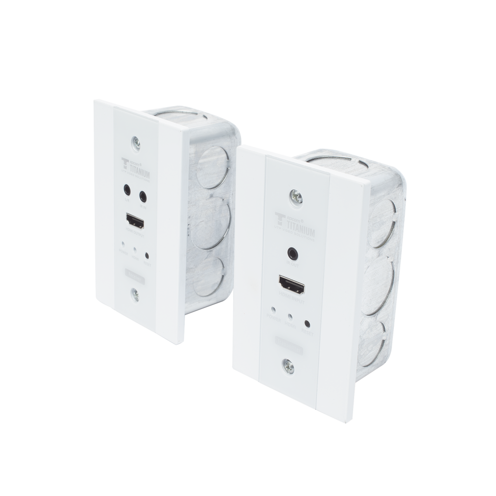 Kit Extensor HDMI en PLACAS DE PARED para distancias de 70 metros / Resolución 4K@60Hz / Cat 6/6A/ 7 / HDR/ IPCOLOR/ Cero Latencia / Soporta Control Remoto / Placa de pared de 2.74 x 4.49” (tamaño estándar de EE.UU.)