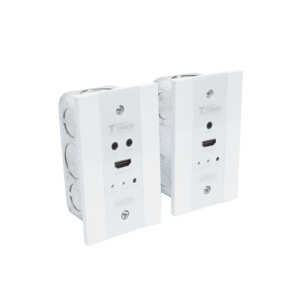 Kit Extensor HDMI en PLACAS DE PARED para distancias de 70 metros / Resolución 4K@60Hz / Cat 6/6A/ 7 / HDR/ IPCOLOR/ Cero Latencia / Soporta Control Remoto / Placa de pared de 2.74 x 4.49” (tamaño estándar de EE.UU.)
