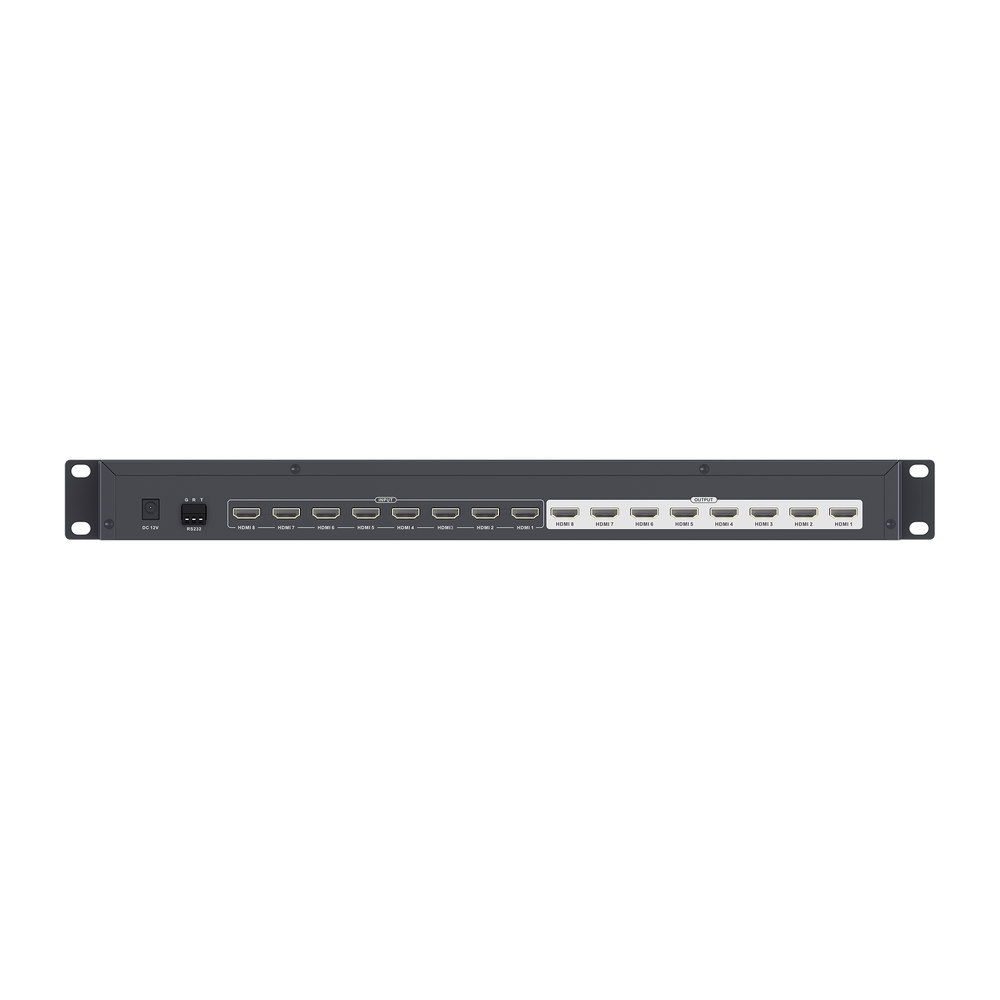 MATRICIAL DE VIDEO HDMI 8 x 8 / 8 Entradas y 8 Salidas en HDMI /  4K @ 60Hz / 10.2 Gbps / HDMI 1.4 / HDCP 1.4 / 3D / Conmutación por Botón, RS232 o Control Remoto / IDEAL PARA CENTROS DE MONITOREO, COMPARACION Y ANALISIS.