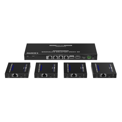 Kit Divisor y Extensor HDMI / Divide 1 Fuente HDMI a 4 Pantallas / Extiende la señal HDMI hasta 70 m / Resolución 4K @ 6
