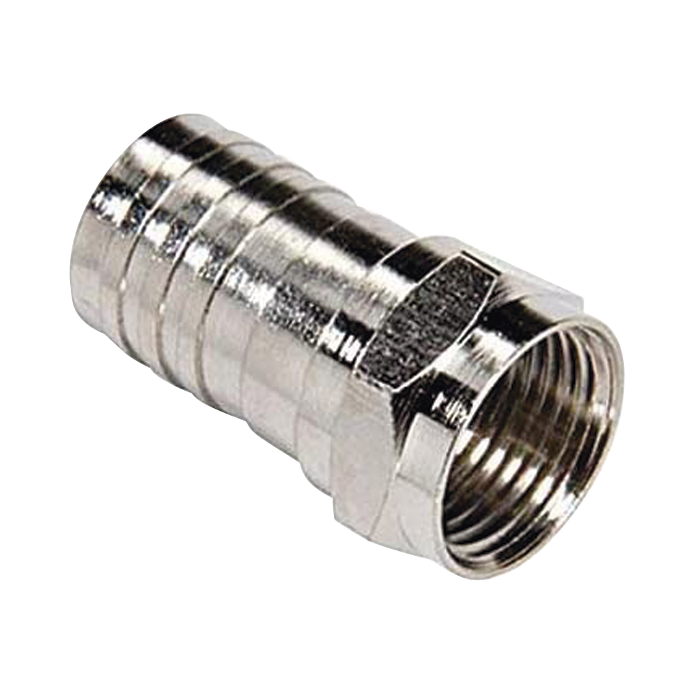 Conector F Macho, Plegable de Doble Blindaje para cable RG-6, Cuerpo de Bronce Niquelado.