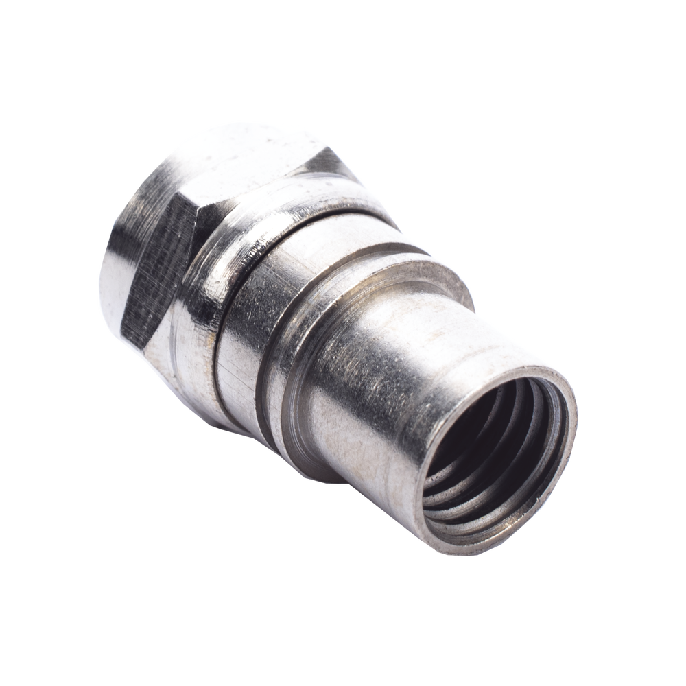 Foldable F Male Connector, With PIN for RG-59 Cable, Nickel-Plated Bronze Body.
