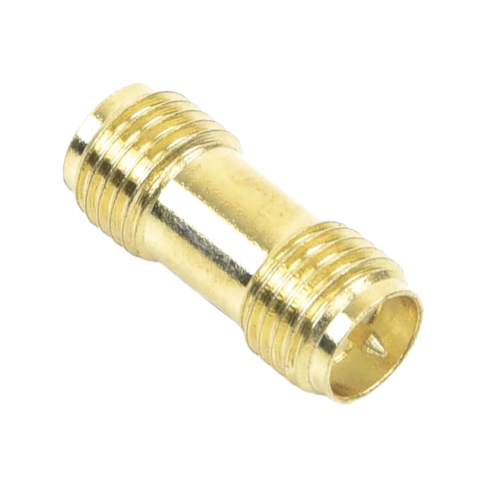 Adaptador Barril de SMA Hembra Inverso a SMA Hembra Inverso, Oro/ Oro/ Teflón,