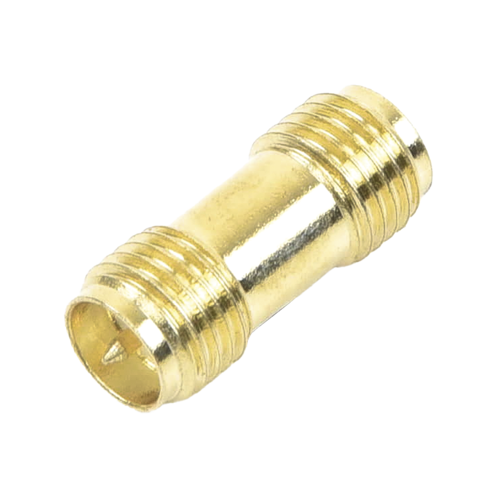 Adaptador Barril de SMA Hembra Inverso a SMA Hembra Inverso, Oro/ Oro/ Teflón,