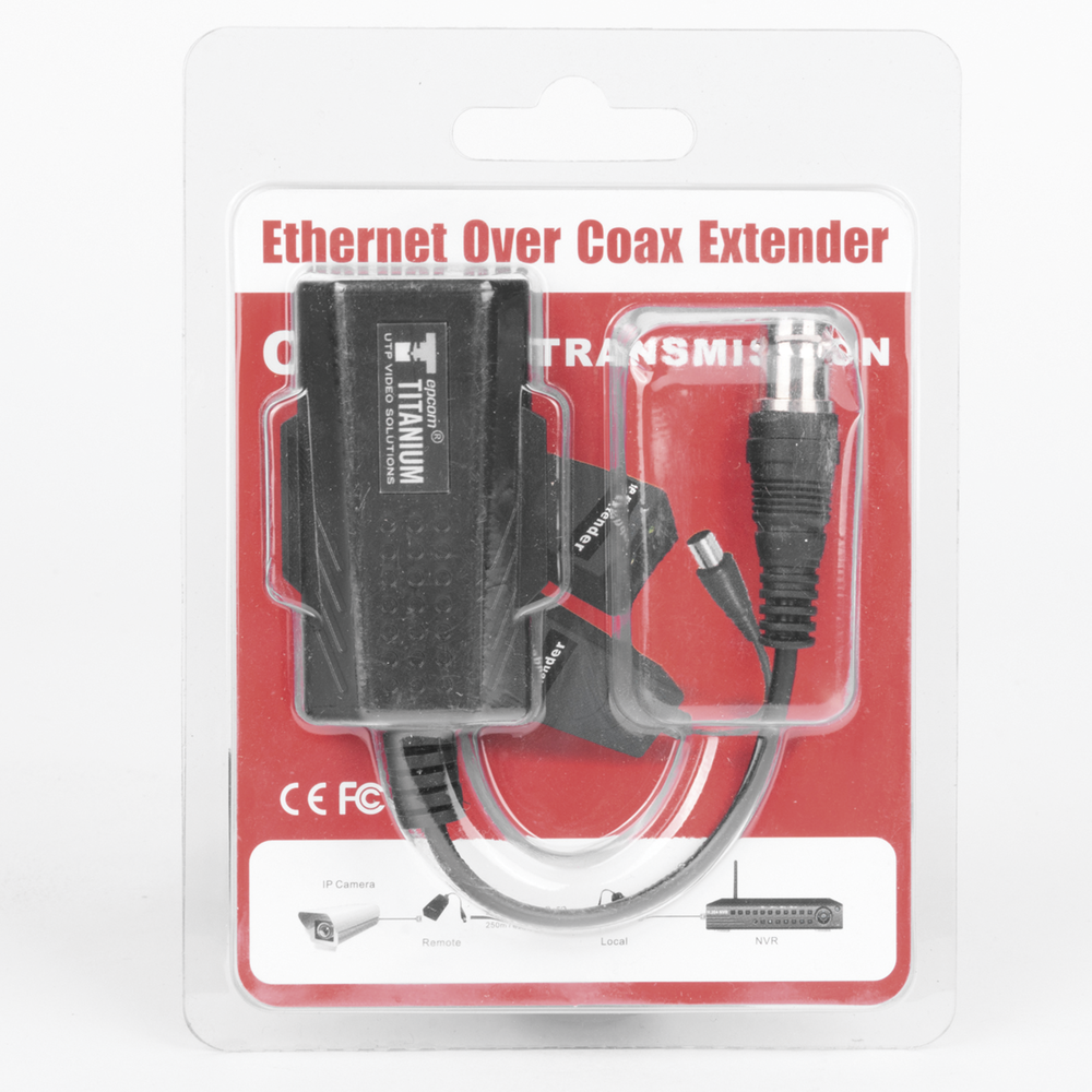 Kit EXTENSOR IP por cable CABLE COAXIAL para distancias de HASTA 200 m /REUTILIZA EL CABLEADO EXISTENTE PARA CONECTAR CÁMARAS IP / No Requiere Energía / Transmisión en Tiempo Real / Protección Contra Sobretensiones Incorporada.