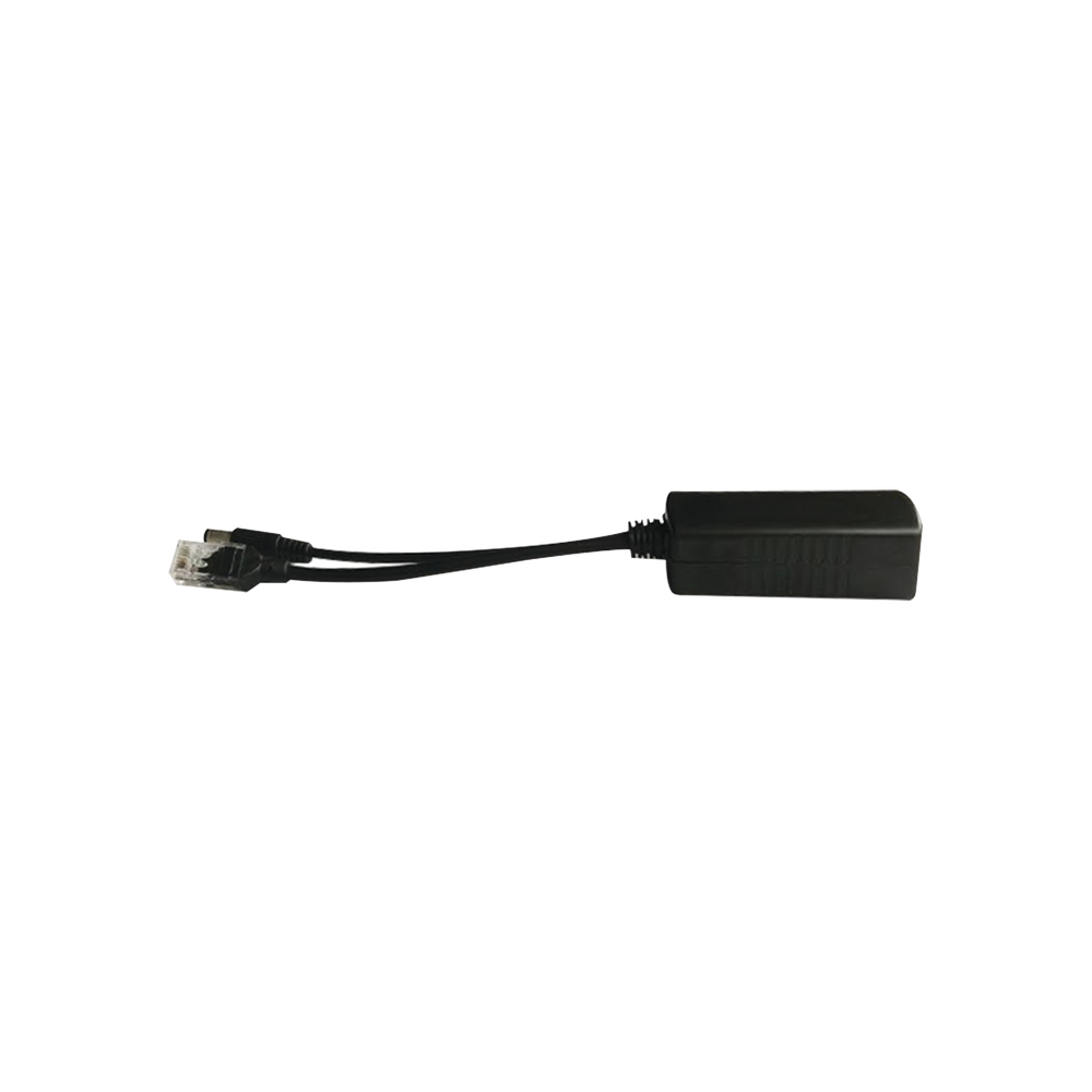 Cable divisor PoE pasivo de 48-55 Vcd @ 12 Vcd, 2 A. Aplicaciones como adaptar micrófonos en cámaras IP