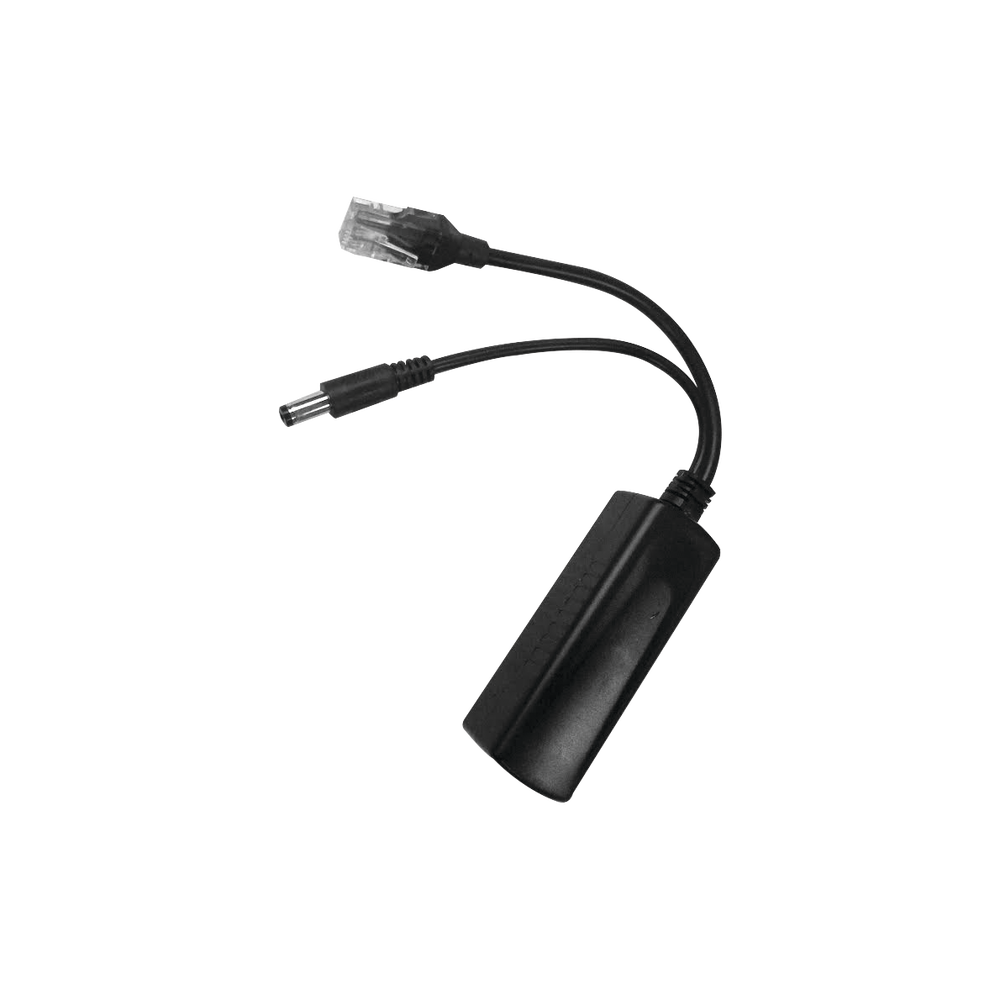 Cable divisor PoE pasivo de 48-55 Vcd @ 12 Vcd, 2 A. Aplicaciones como adaptar micrófonos en cámaras IP
