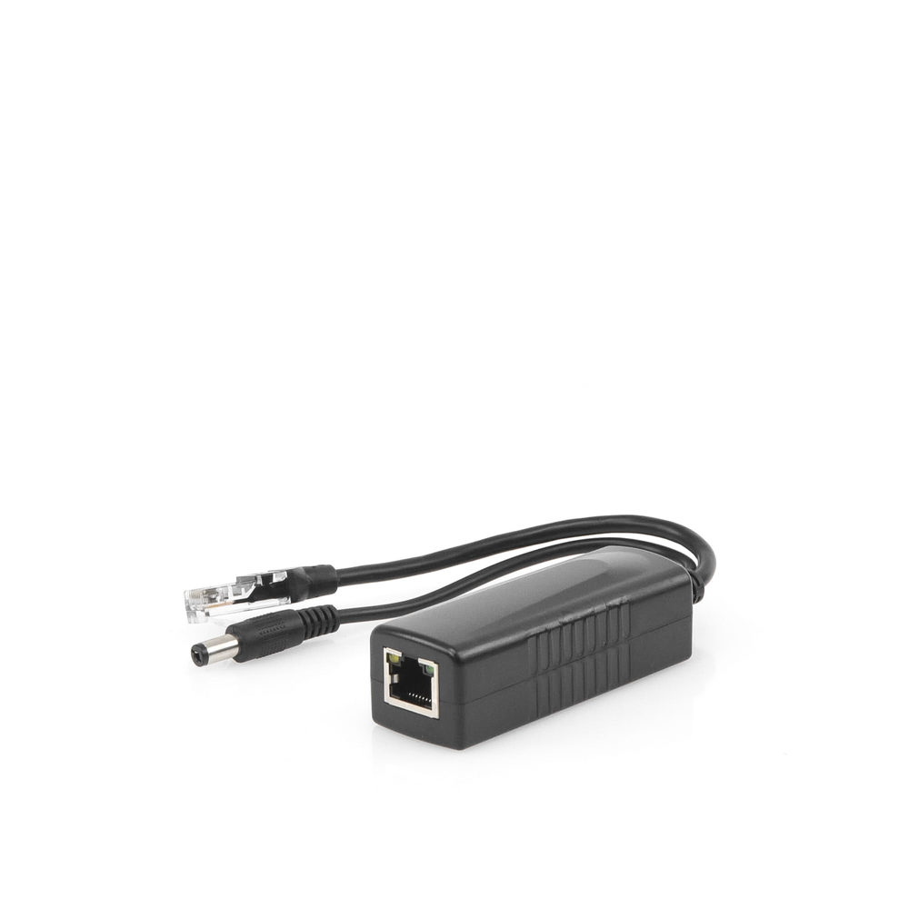 Cable divisor PoE pasivo de 48-55 Vcd @ 12 Vcd, 2 A. Aplicaciones como adaptar micrófonos en cámaras IP