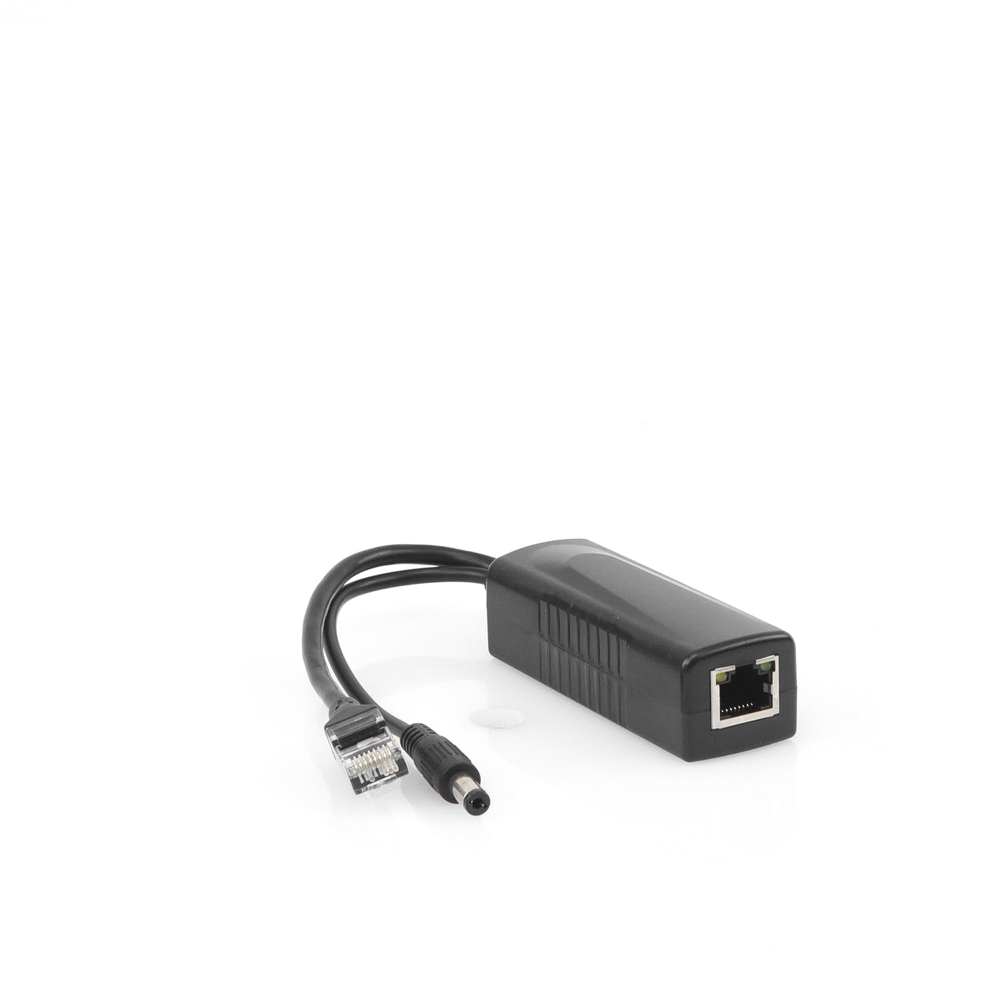 Cable divisor PoE pasivo de 48-55 Vcd @ 12 Vcd, 2 A. Aplicaciones como adaptar micrófonos en cámaras IP