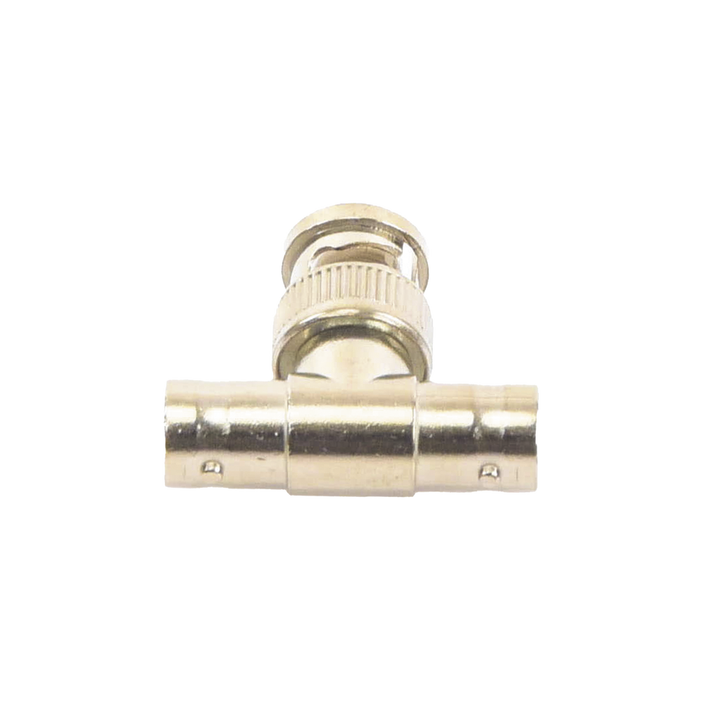 Adaptador en T para 75 Ohm de Conector BNC Macho a Doble BNC Hembra, Níquel/ Oro/ Teflón.