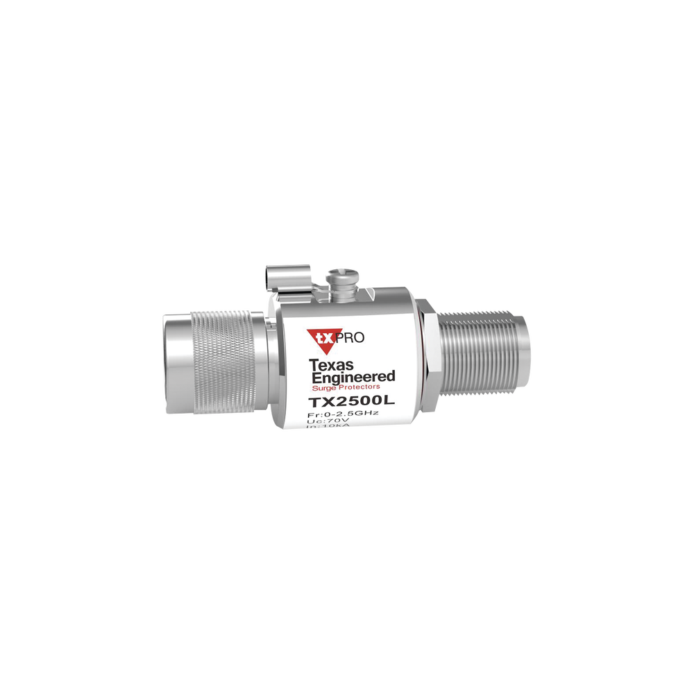Protector de Línea Coaxial, tipo tubo de gas y paso de C.D., para 0-2.5 GHz, 750W y 0.2 dB de Perdida por Inserción