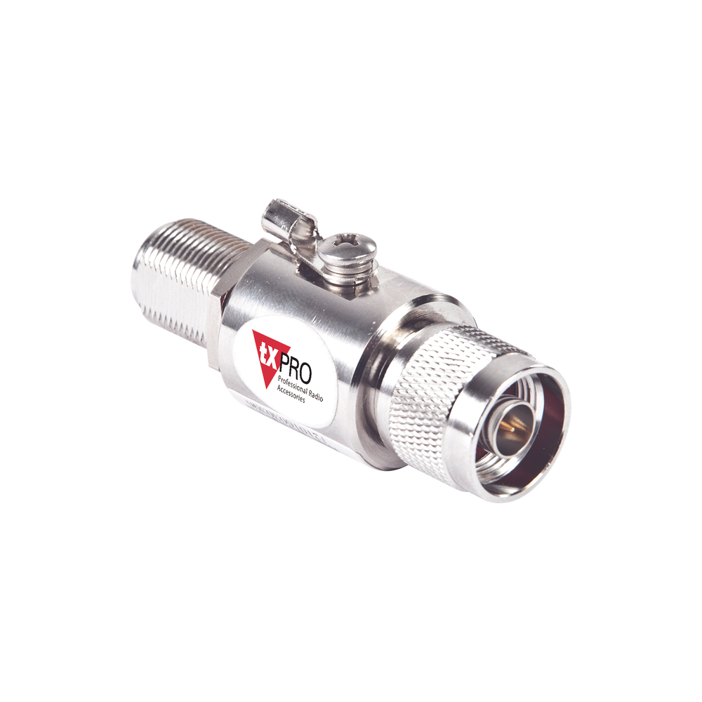 Protector de Línea Coaxial, tipo tubo de gas y paso de C.D., para 0-2.5 GHz, 750W y 0.2 dB de Perdida por Inserción