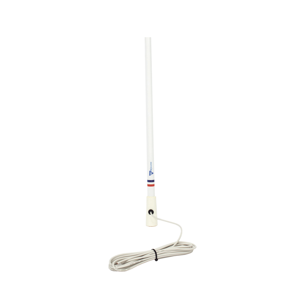 VHF marine antenna in fiberglass in the range of 156 to 163 MHz.