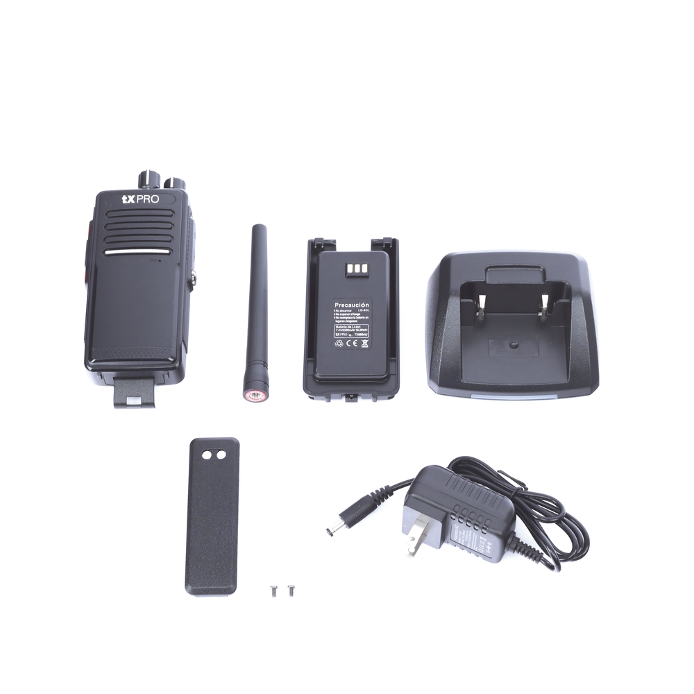 Radio Portátil UHF 400-512 MHz, Digital DMR-Analógico, 5 W, Incluye antena, batería, cargador y clip