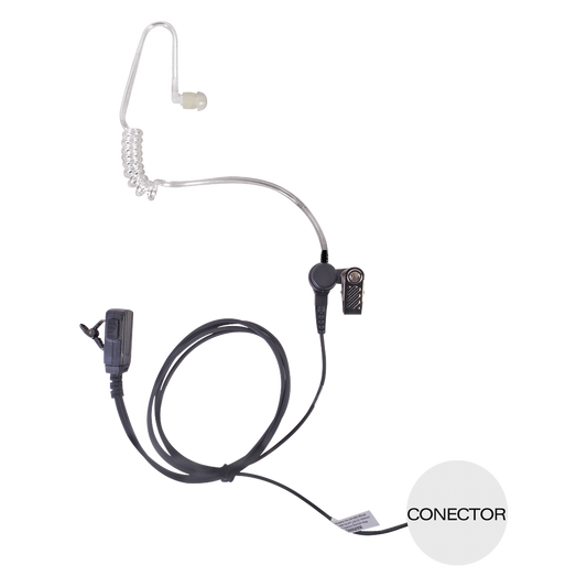 Micrófono - audífono de solapa con tubo acústico transparente para KENWOOD PKT23K con tubo acústico de PU (grado médico)