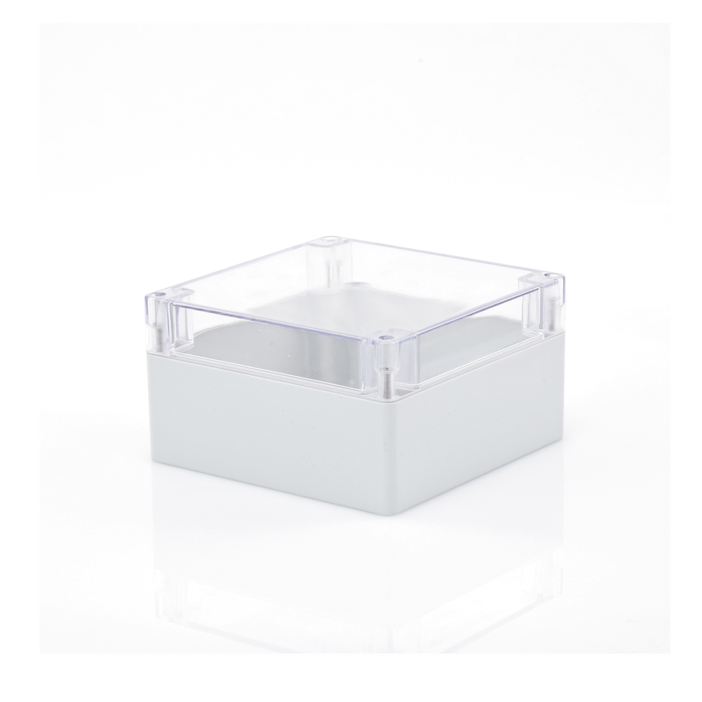 Gabinete Plástico para Exterior (IP65) de 160 x 160 x 90 mm Cierre por Tornillos Tapa Transparente.