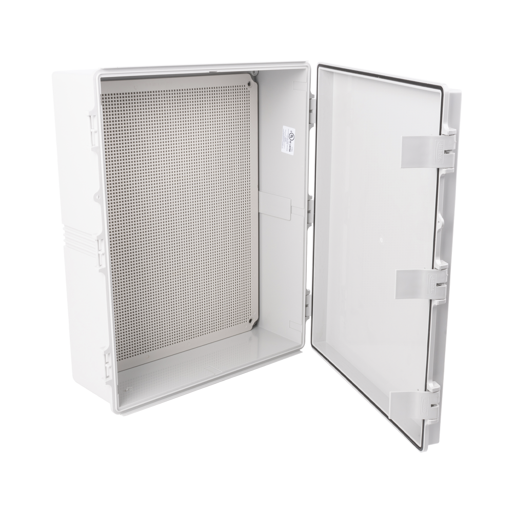 Gabinetes NEMA, cuerpo gris, cubierta gris para interior y exterior (400 x 500 x 160 mm), incluye panel