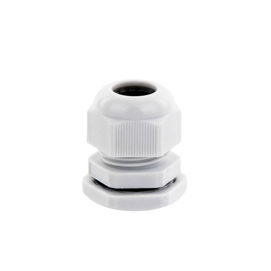 Conector Plástico Gris Tipo Glándula para Cable de 10 a 14 mm de Diámetro.