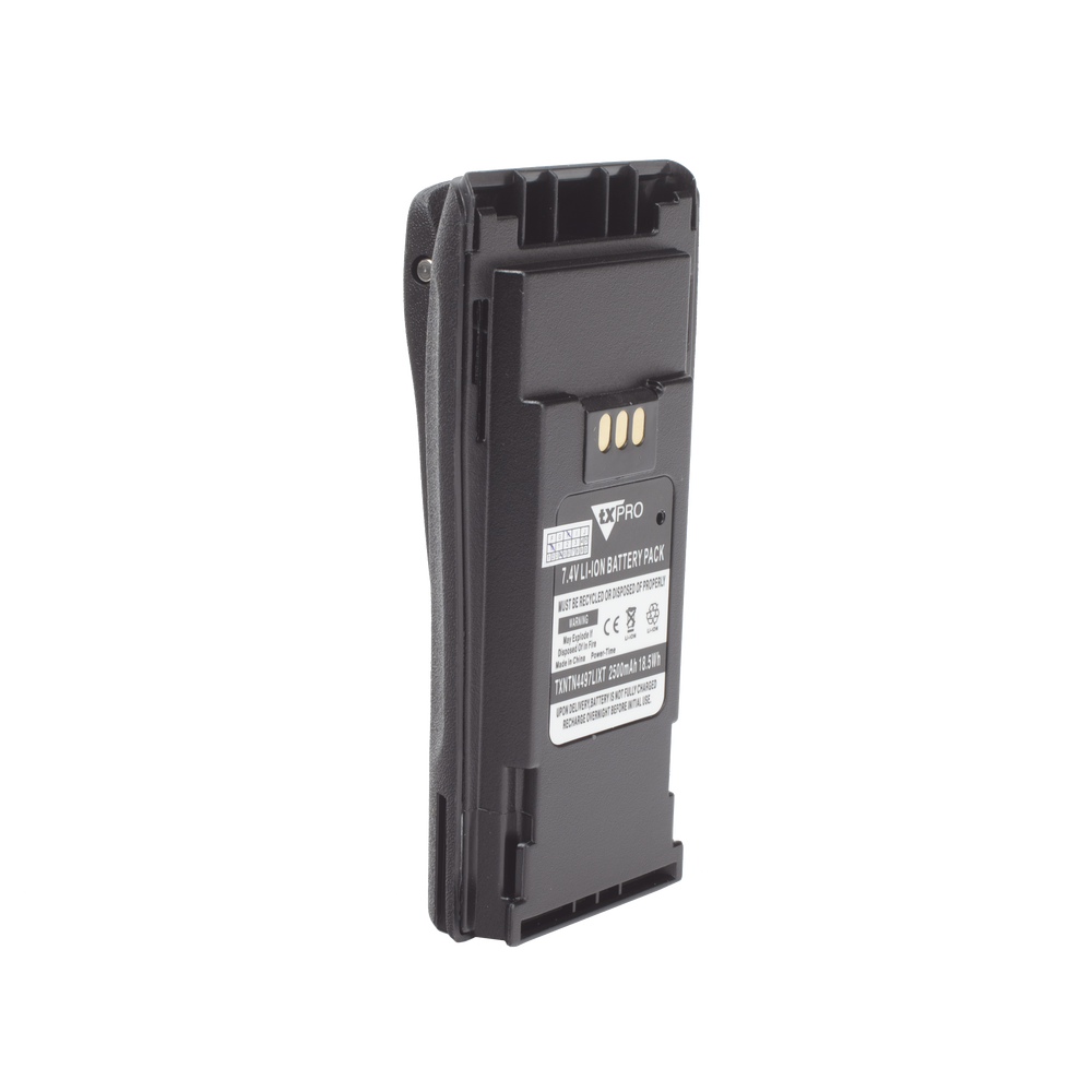Li-Ion battery, 2500 mAh. Alternative to HNTN4497 for the Motorola EP-450/ DEP 450/ CP200/ CP250/ PR400/ GP3388/ CP080/ 150/ 200 radio. (includes clip)