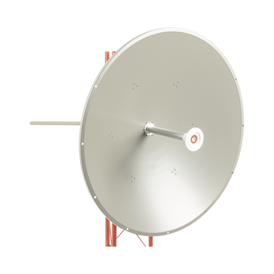 Antena altamente direccional, Ganancia de 36 dBi, Amplio rango frecuencia (4.9 - 6.5 GHz), Conectores N-Hembra, incluye montaje para torre y montaje estabilizador para fuertes vientos.  