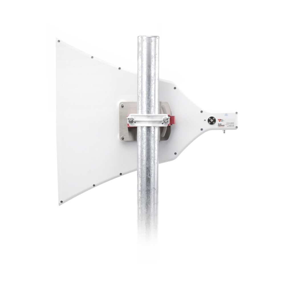 Antena Asimétrica de 90 °, 16 dBi, tipo cuerno de alta eficiencia, 4.9-6.5 GHz, , Conector SMA-Hembra, con montaje incluido