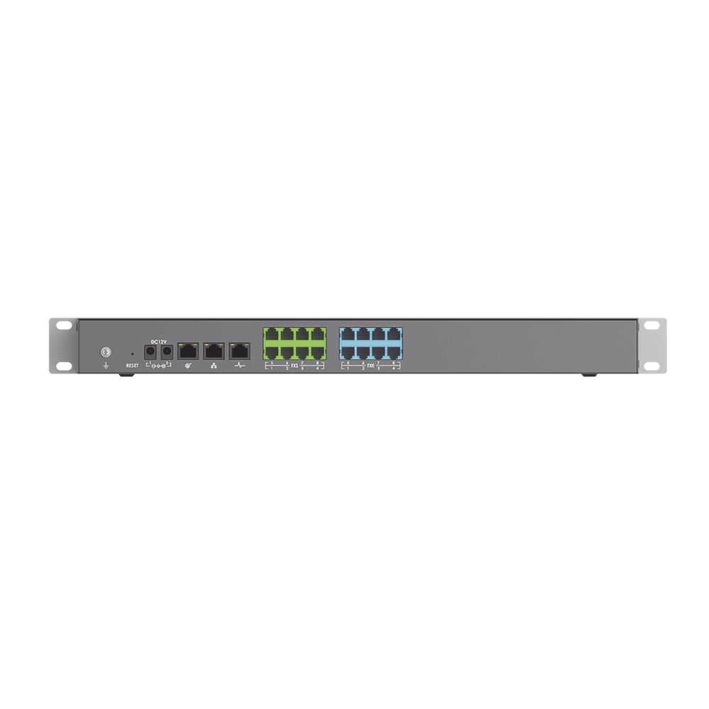 Conmutador IP-PBX para hasta 1500 usuarios y 200 llamadas simultaneas, 8FXO, 8FXS, solución para PyMEs