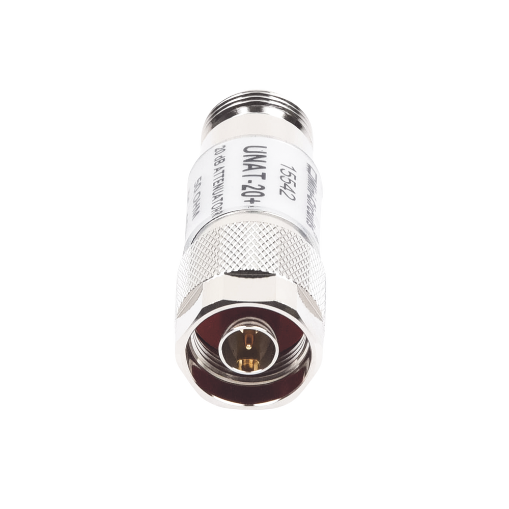 Atenuador en Línea de 20 dB, 0.5 W, Conectores N Macho-Hembra, CD-6 GHz.