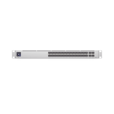 UniFi Switch PRO Aggregation Capa 3 para fibra óptica con 28 puertos SFP+ (10G) y 4 puertos SFP28 (25G), pantalla inform
