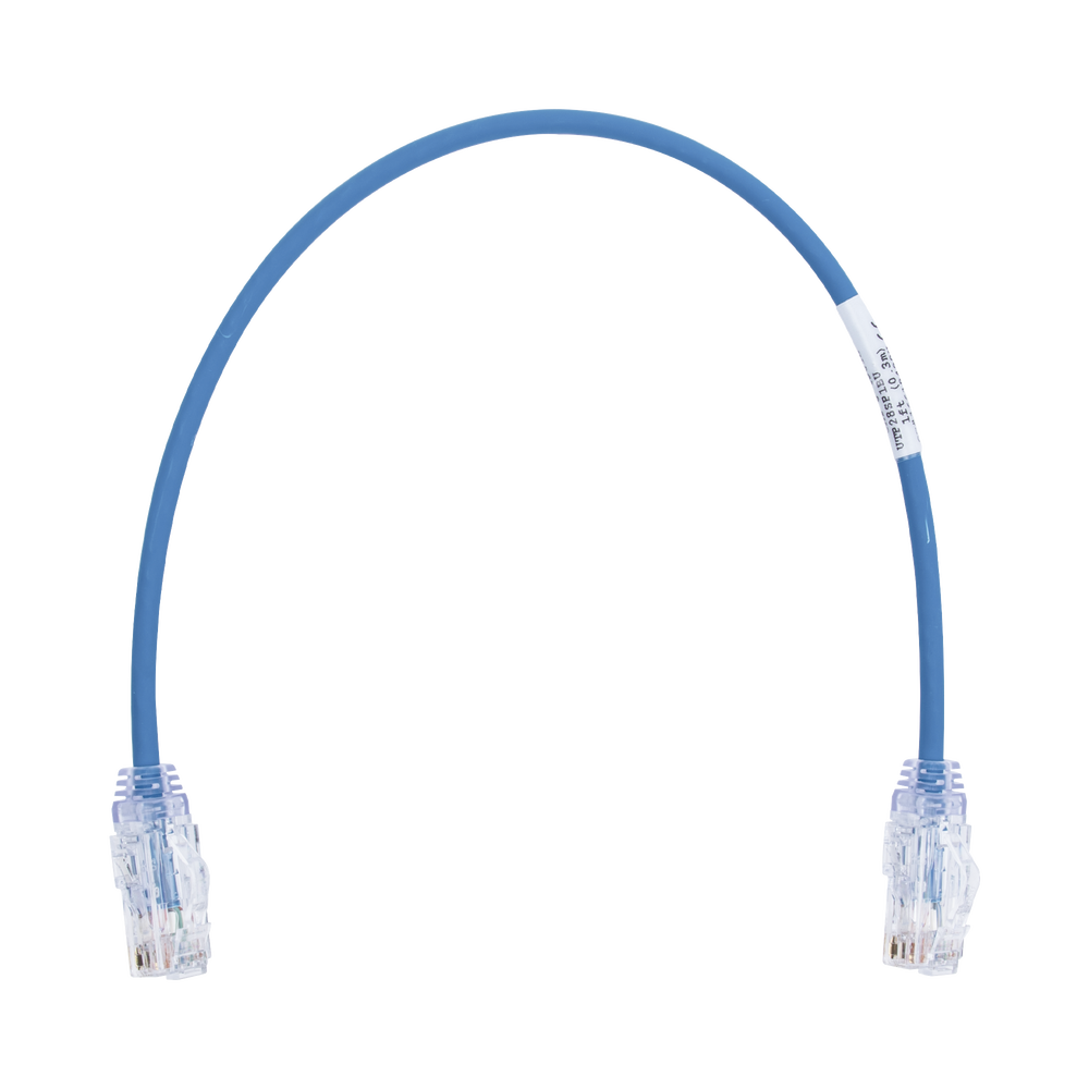 Cable de Parcheo TX6, UTP Cat6, Diámetro Reducido (28AWG), Color Azul, 1ft 