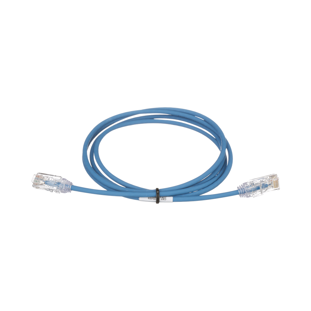 Cable de Parcheo TX6, UTP Cat6, Diámetro Reducido (28AWG), Color Azul, 2ft 