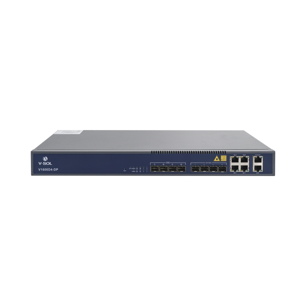 OLT de 4 puertos EPON con 8 puertos Uplink (4 puertos Gigabit Ethernet + 4 puertos Gigabit Ethernet SFP) , hasta 256 ONUS,