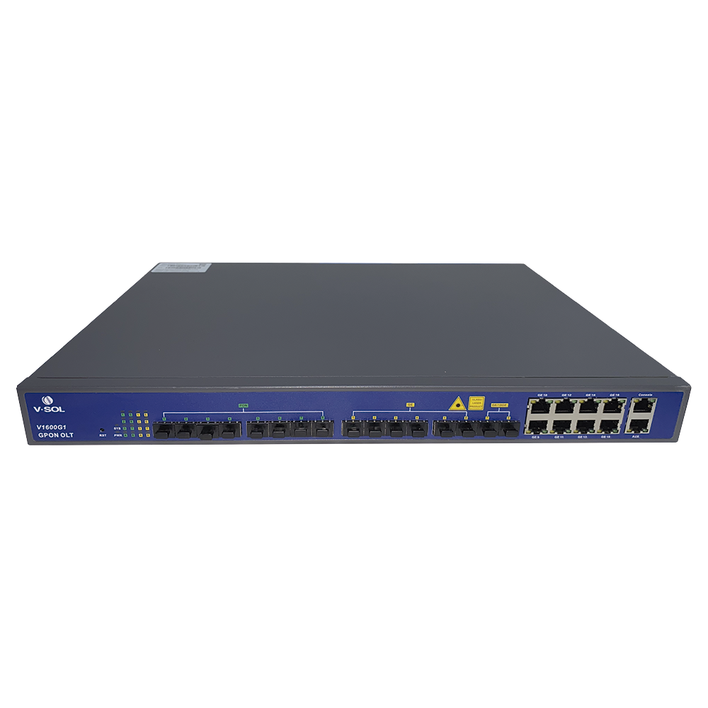 OLT de 8 puertos GPON con 8 puertos Uplink (4 puertos Gigabit Ethernet + 2 puertos SFP + 2 puertos SFP+), hasta 1024 ONUs