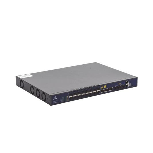 OLT de 16 puertos GPON con 8 puertos Uplink (4 puertos Gigabit Ethernet + 4 puertos SFP / puertos SFP+), hasta 2,048 ONUs