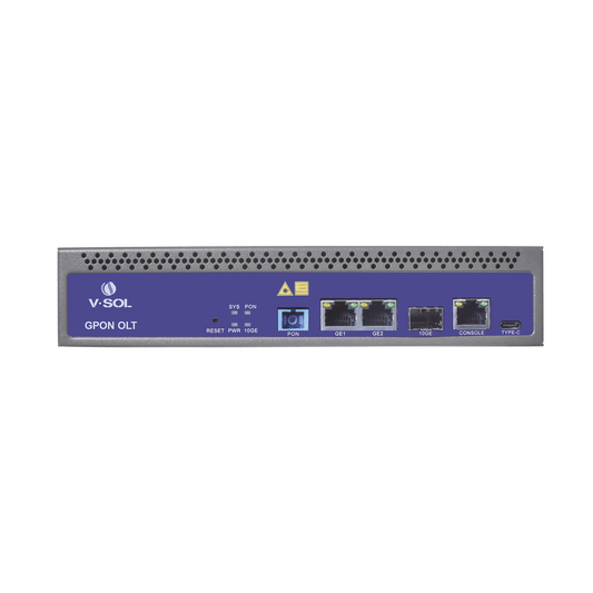OLT de 1 puerto GPON con 3 puertos Uplink (2 puertos Gigabit Ethernet + 1 puerto SFP/SFP+) , hasta 128 ONUS,