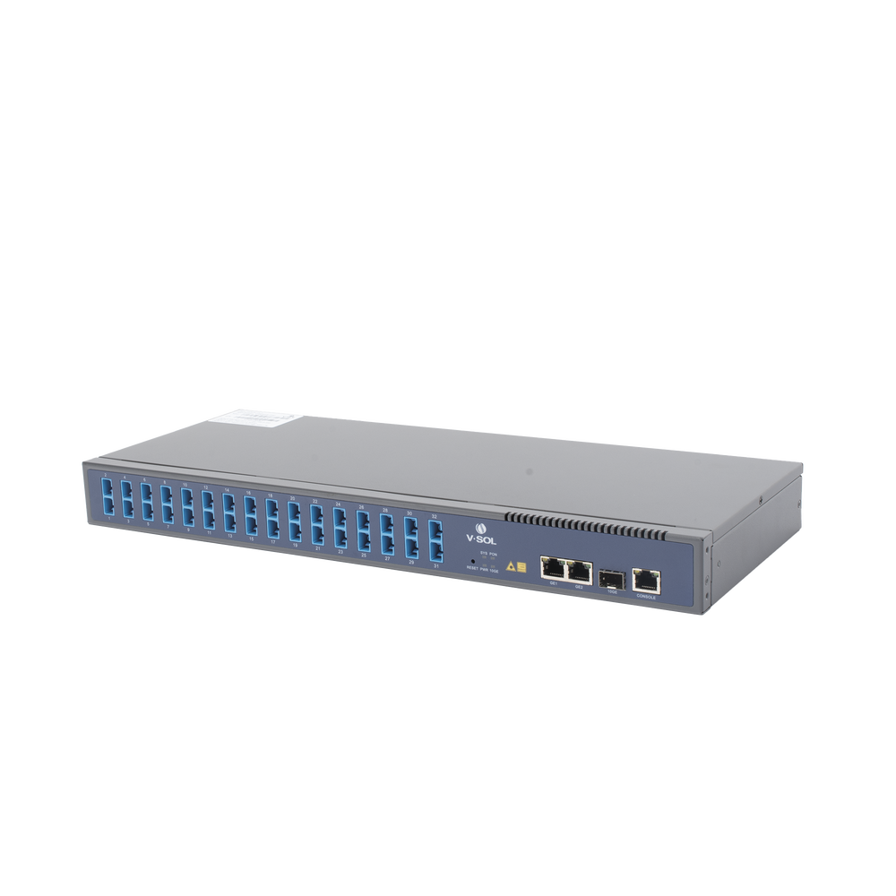 OLT de 1 GPON puerto con Splitter de 1 a 32 SC/UPC Incluido + 3 puertos Uplink (2 puertos Gigabit Ethernet + 1 puerto SFP/SFP+)