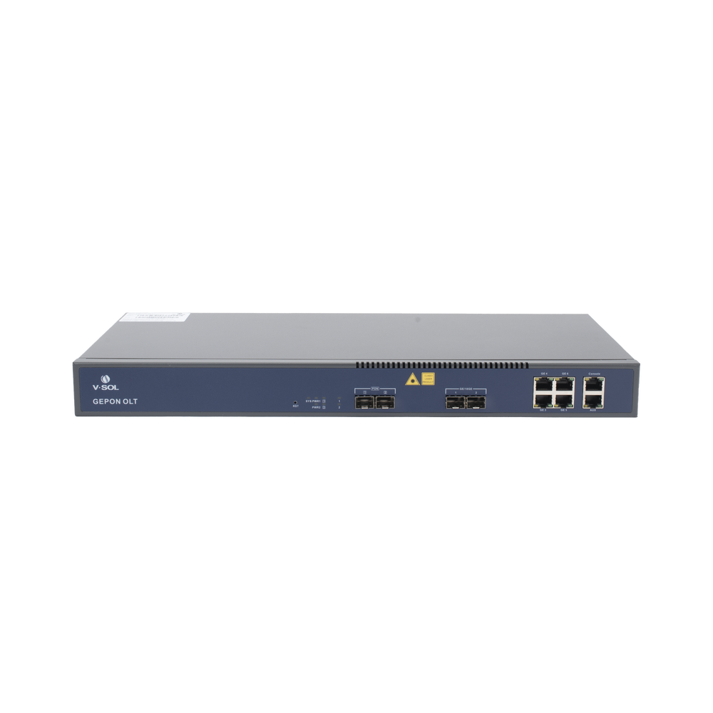 OLT de 2 puertos EPON con 6 puertos Uplink (4 puertos Gigabit Ethernet + 2 puertos Gigabit Ethernet SFP/SFP+) / hasta 128 ONUS