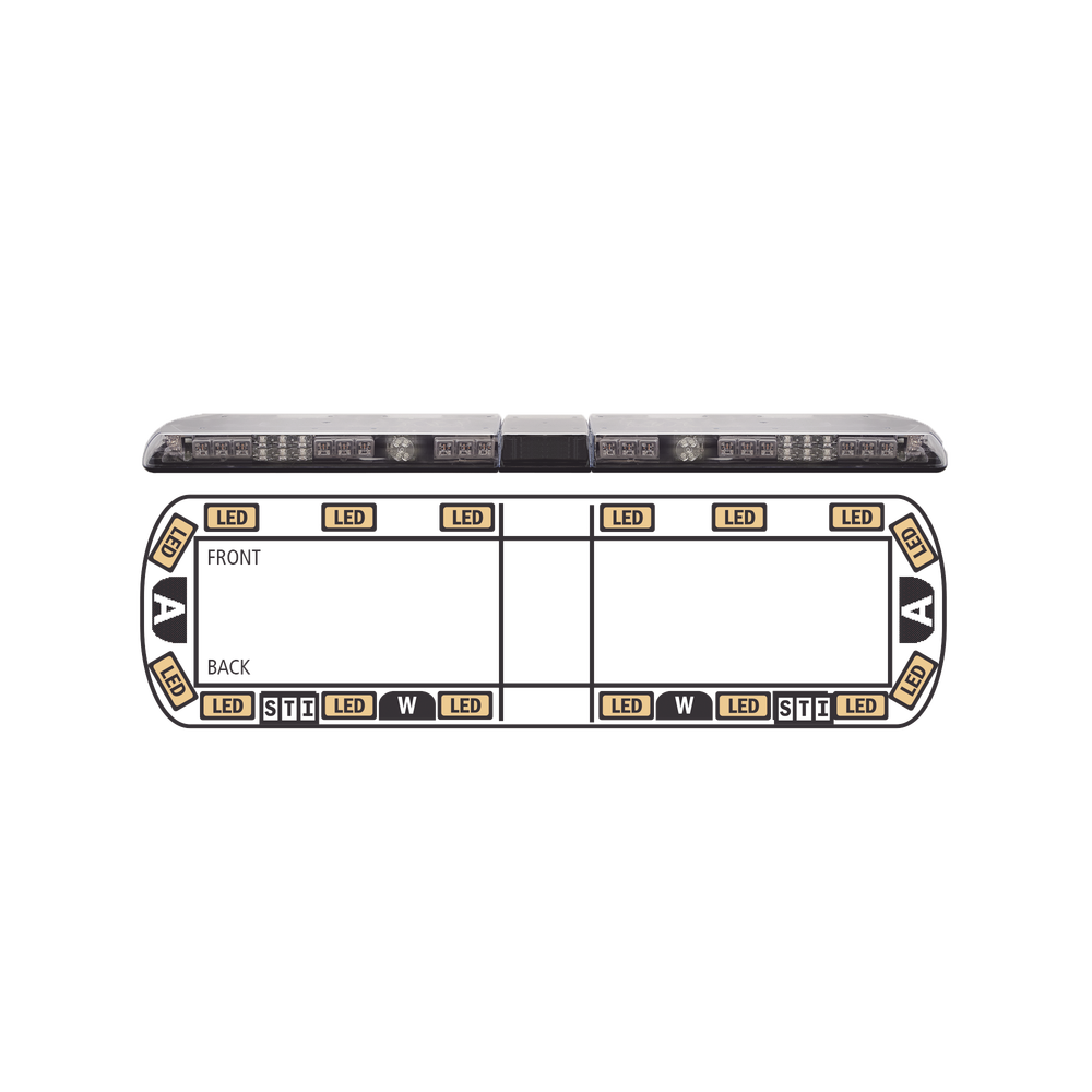 Torreta ámbar de 54" Vantage ™ 16 LED   2 luces de trabajo, 2 luces de callejón, 2 luces de freno, traseras y direccionales