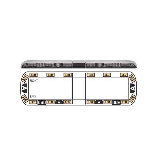 Torreta ámbar de 54" Vantage ™ 16 LED   2 luces de trabajo, 2 luces de callejón, 2 luces de freno, traseras y direccionales