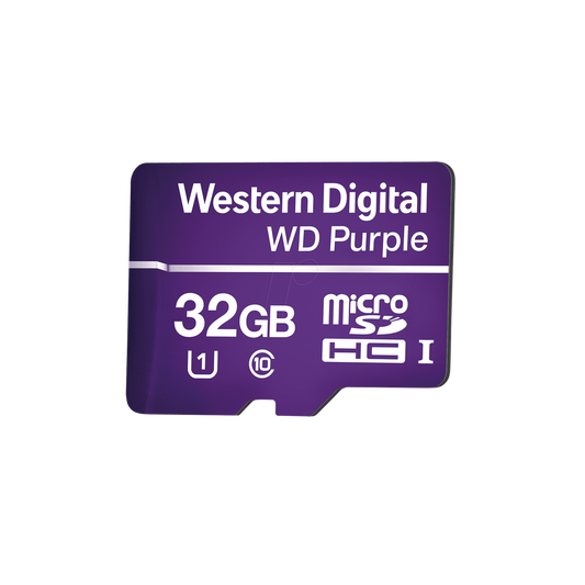 Memoria microSD de 32GB PURPLE, Especializada Para Videovigilancia, 10 VECES MAYOR DURACIÓN, 3 AÑOS DE GARANTIA