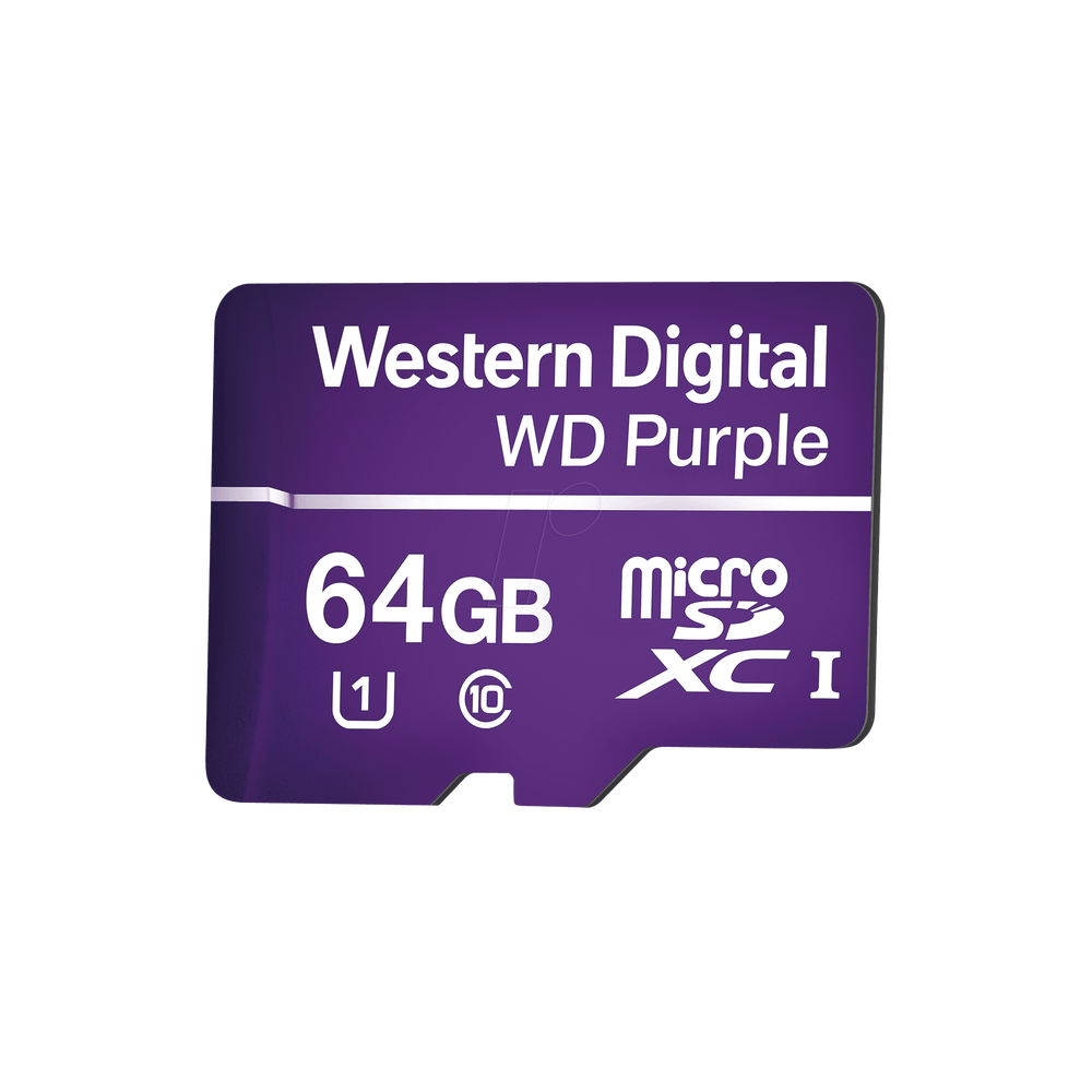 Memoria microSD de 64GB PURPLE, Especializada Para Videovigilancia, 10 VECES MAYOR DURACIÓN, 3 AÑOS DE GARANTIA