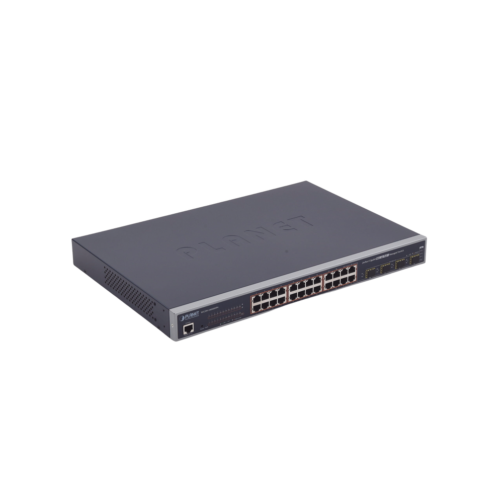 Switch Administrable L2+ de 24 puertos 10/100/1000T PoE+ con 4 puertos combo TP/SFP Gigabit