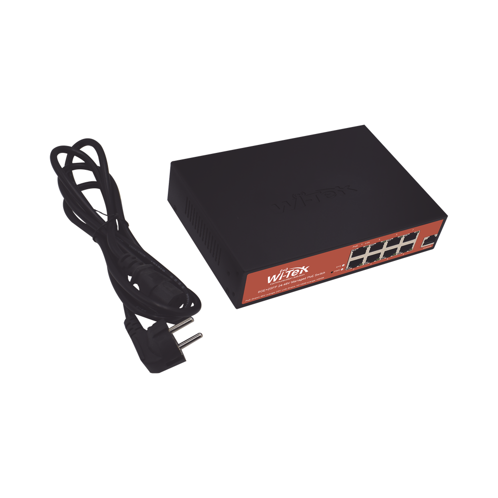 Switch Administrable de 8 Puertos Gigabit Ethernet con PoE 802.3 af/at y 24V/48V Pasivo Mixto + 2 SFP Gigabit, 150 W