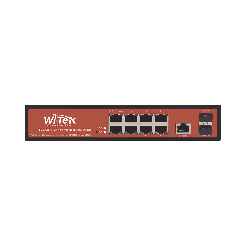 Switch Administrable de 8 Puertos Gigabit Ethernet con PoE 802.3 af/at y 24V/48V Pasivo Mixto + 2 SFP Gigabit, 150 W