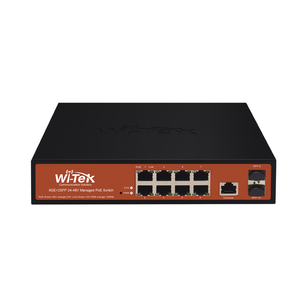  Switch Administrable de 8 Puertos Gigabit Ethernet con PoE 802.3 af/at y 24V/48V Pasivo Mixto + 2 SFP Gigabit, 150 W