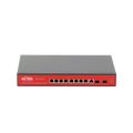 Switch Administrable Capa 2 de 8 puertos 10/100/1000 PoEaf/at + 2 x SFP Gigabit, con respaldo para energía solar
