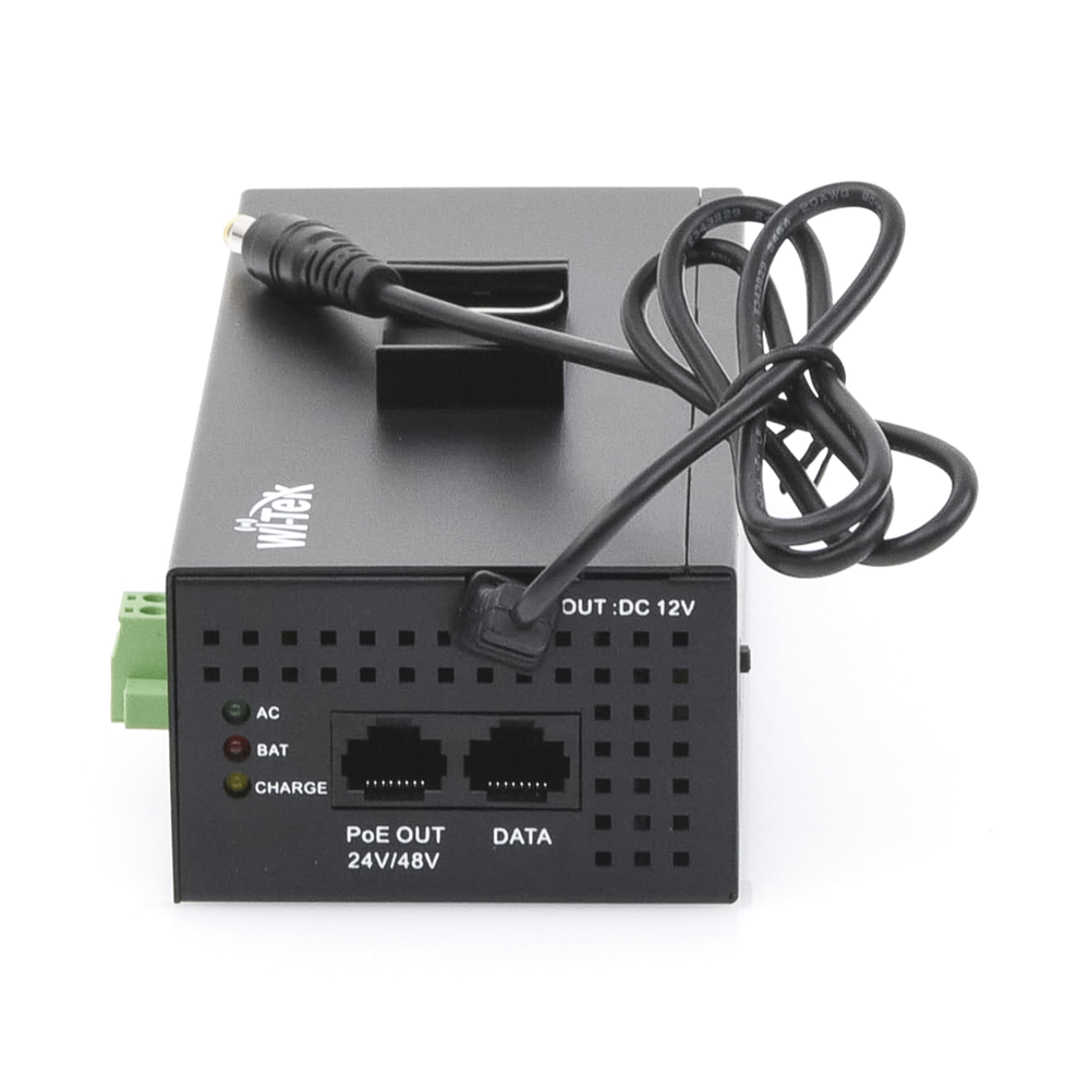 Industrial PoE injector / With No-Break UPS / Features 2 Gigabit Ports (1 passive PoE 24/48V) / DC 12V Output