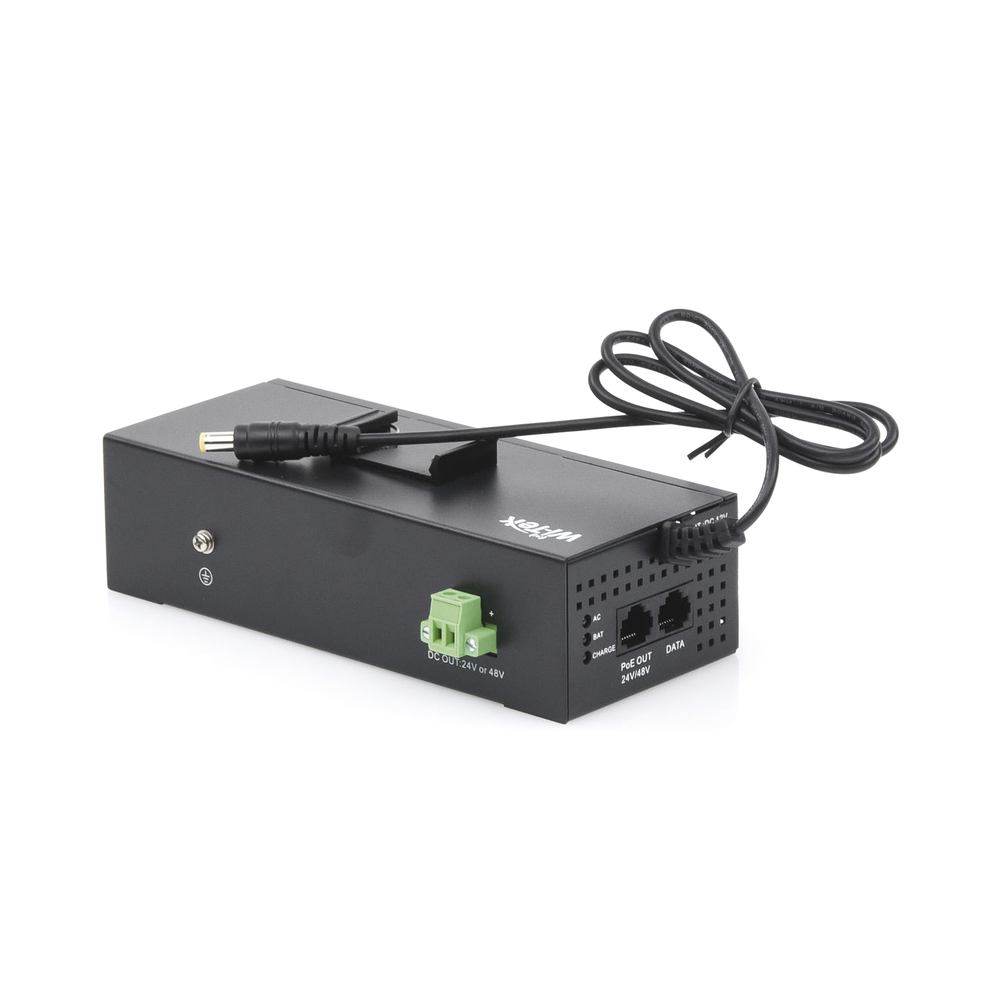 Industrial PoE injector / With No-Break UPS / Features 2 Gigabit Ports (1 passive PoE 24/48V) / DC 12V Output