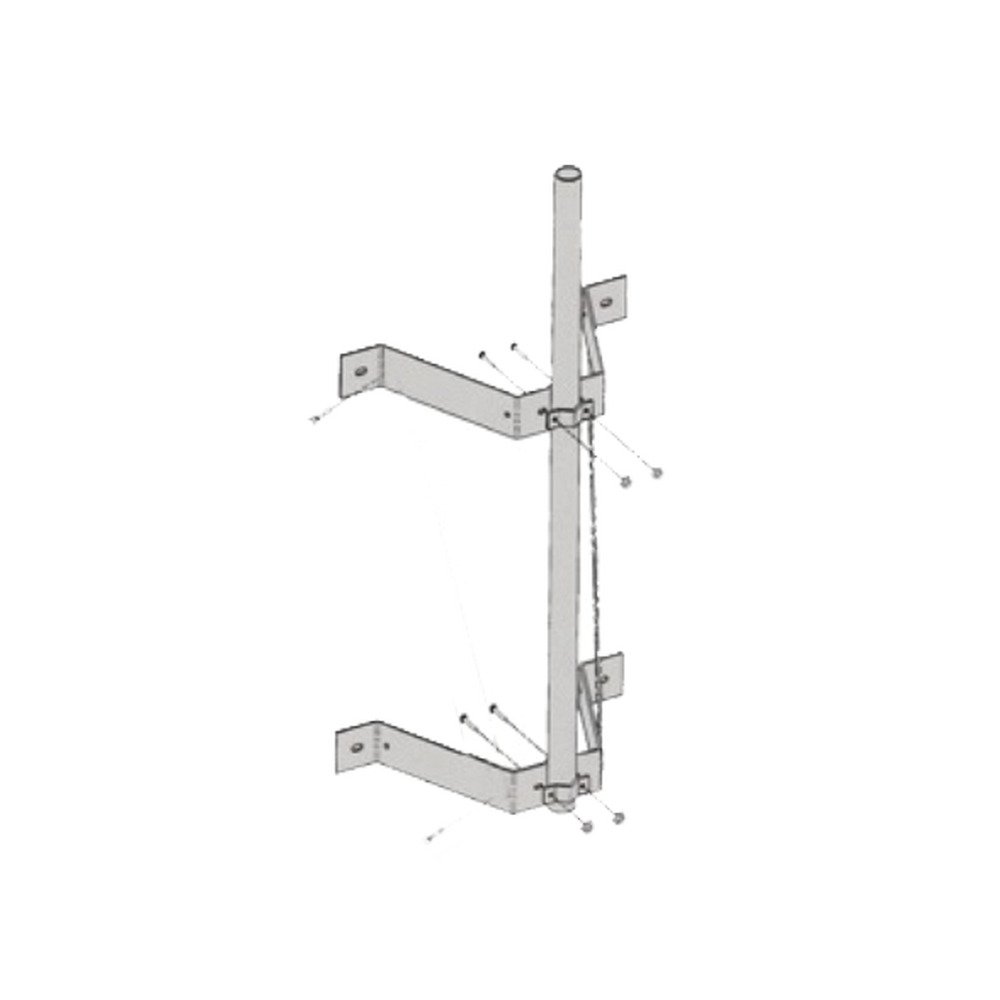 Montaje doble de pared con mástil de 2-3/8" x 0.154" x 6' (1.8 m).